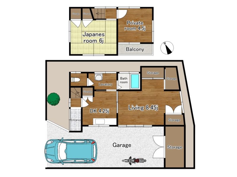 プラスガレージのある家